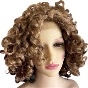 New Lace Front Wig Light Brown, Black, Brunette Big Wavy Curls, Synthetic NWT